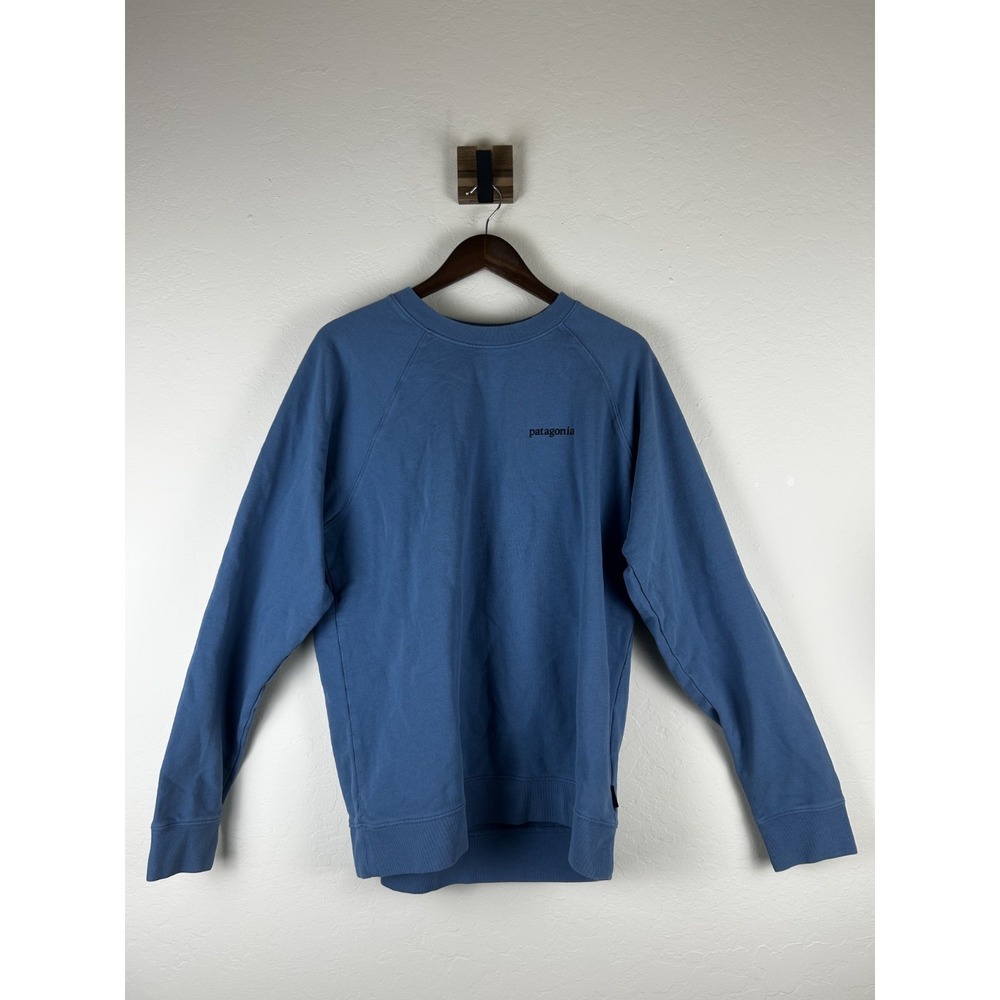 Patagonia Mens Blue Crewneck Fitz Roy Mountain Graphic Pullover Sweatshirt L